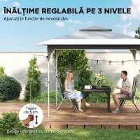 Outsunny Pavilion Pop-Up pliabil 3.5x3.5 m cu acoperiș dublu și geantă, din metal și material Oxford, gri închis(m-7)