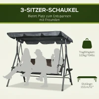 Outsunny Balansoar cu 3 Locuri, Balansoar de Gradina cu Copertina Ajustabila, Scaun din Ratan si Cadru de Otel(m-4)