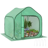Outsunny Mini serre pop-up petite serre légumes plante fleurs avec porte à fermeture éclair en PE 150 x 148 x 148 cm vert(m-11)