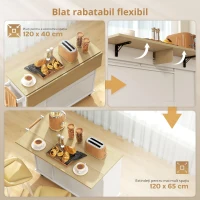 HOMCOM Insula de Bucătărie cu 5 Roți și Suport pentru Prosoape, 2 Sertare, 4 Rafturi și Dulap, din Lemn, 129x65x91 cm(m-9)