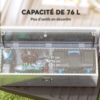 HOMCOM Boîte à outils pour remorque boîte de rangement en aluminium poignées larges et antidérapantes 99 x 33 x 25,5 cm argent(m-5)