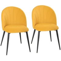 HOMCOM Set 2 Scaune de Dining Tapițate cu Spătar în Formă de Scoică din Catifea, 52x55x79 cm, Galben(m-1)