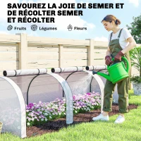 Outsunny Mini Serre de Jardin Serre à tomates 3L x 1l x 0,8H m Acier PE Haute densité 140 g/m² Anti-UV 3 fenêtres Blanc(m-7)