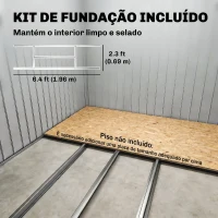 Outsunny Abrigo de Jardim 213x130x185cm Abrigo de Jardim Metálico de Exterior com 2 Portas Deslizantes e 4 Janelas Branco e Cinza(m-12)