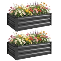 Outsunny Set de 2 jardiniere pentru grădină cu fund deschis, din oțel galvanizat, 100x60x30cm, gri(m-11)