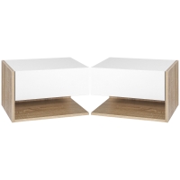 HOMCOM Lot de 2 Tables de Chevet murales - Lot de 2 Tables de Nuit - tiroir Coulissant, étagère, Bicolore Aspect chêne Blanc