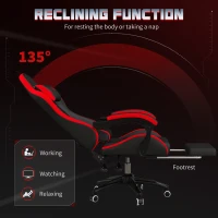 Vinsetto Scaun de Gaming cu Înălțime Reglabilă și Spătar Rabatabil, 65x65x121-129 cm, Negru și Roșu(m-5)