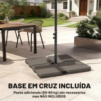 Outsunny Chapéu de Sol Excêntrico 294x193 cm Chapéu de Sol de Jardim com Base Cruzada e Manivela Impermeavel Proteção UV Bege(m-7)