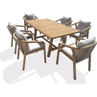 Ensemble repas de jardin - Bois d'acacia - 6 places - 170 x 90 cm - Serena