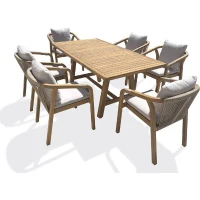 Ensemble repas de jardin - Bois d'acacia - 6 places - 170 x 90 cm - Serena(m-1)