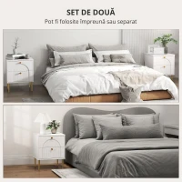 HOMCOM Lot de 2 noptiere cu 2 sertare și picioare din oțel pentru cameră de zi, dormitor - 40 x 35 x 50 cm, alb(m-6)