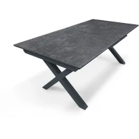Table de jardin - Gris anthracite - Aluminium / céramique sur verre - 180/240 x 100 cm - Floride(m-1)
