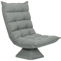 HOMCOM Poltrona Relax Girevole 360° con Schienale Regolabile in 5 Posizioni in Tessuto Effetto Velluto, Grigio Chiaro(m-1)