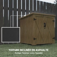 Outsunny Armoire de rangement en bois pour le jardin, Double Porte étagère réglable et Toit bitumé bois sapin(m-5)