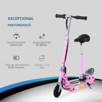 Homcom Trotineta Electrica Copii Roz – Cu sa & Baterie Reincarcabila(m-4)