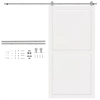 HOMCOM Sliding Door Hardware Kit Smooth Quiet 304 Stainless Steel for 200cm Track Sliver Tone(m-10)