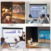 HOMCOM Ecran Proiecție 100" Reglabil cu Montare pe Tavan și Perete, Format 4:3, 203x152cm, Alb și Negru(m-6)