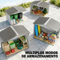 Outsunny Abrigo de Jardim 213x130x185cm Abrigo de Jardim Metálico de Exterior com 2 Portas Deslizantes e 4 Janelas Branco e Cinza(m-15)
