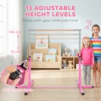HOMCOM Height Adjustable Gymnastics Horizontal Bar for Kids, Children Junior Kip High Bar Fitness, Pink(m-4)