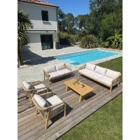 Salon bas de jardin - Bois d'acacia - 7 places - Serena(m-6)