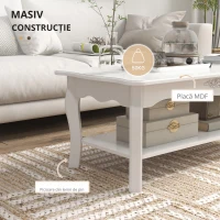 HOMCOM masa pentru cafea, din lemn, 94x44x42 cm, alba(m-7)