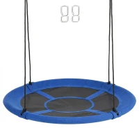 Outsunny Balançoire nid d'oiseau Ronde balançoire Panier Ø 110 cm 4 Anneaux Inclus métal époxy Oxford Haute densité Bleu(m-12)