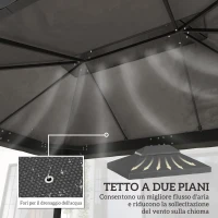 Outsunny Copertura per Gazebo da Giardino 3x4 m a 2 Livelli in Tessuto Oxford 600D con Fori di Drenaggio, Grigio Scuro(m-4)
