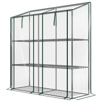 Outsunny Seră de Grădină cu Acoperire din PE, 6 Rafturi și 2 Uși Rulabile, 143x46x151cm, Transparentă(m-10)