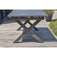 Table de jardin - Gris anthracite - Aluminium / céramique sur verre - 180/240 x 100 cm - Floride(m-4)