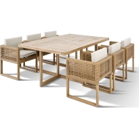 Ensemble repas de jardin CUBO - Table rectangulaire + 6 fauteuils - Structure en acier thermolaqué - 6 places - Bocarnea