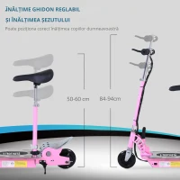 Homcom Trotineta Electrica Copii Roz – Cu sa & Baterie Reincarcabila(m-6)