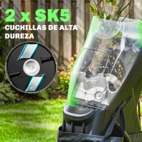 Outsunny Trituradora de Ramas Eléctrica 2500W con 2 Cuchillas Reversibles hasta Ø44 mm de Ramas Bolsa 45L Ruedas Verde(m-6)
