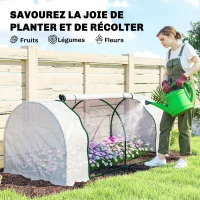 Outsunny Serre de jardin mini serre serre à tomates 2 x 1 x 0,8 m porte zippée bâche PE acier blanc(m-7)