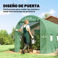 Outsunny Invernadero de Jardín Huerto Tipo Túnel 6 Ventanas Cultivos Plantas y Verduras Cubierta PE 140g/㎡ Impermeable 4x2x1.9m Acero(m-5)