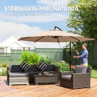 Outsunny Umbrelă Offset Ø3 m cu Bază în Formă de Cruce și Manivelă, din Metal, PP și Poliester, Bej(m-4)