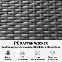 Outsunny 5 Seater Rattan Garden Furniture Set, L Shaped Garden Corner Sofa, Adjustable Back, Faux Wood Table, Dark Grey(m-7)