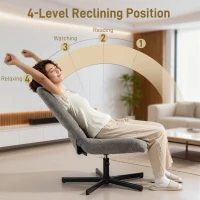 HOMCOM Fotoliu Reclinabil cu 4 Niveluri și Suport pentru Picioare Independent, Material Catifelat, 66x80x93-104 cm, Gri(m-4)