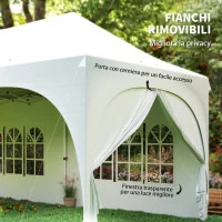 Outsunny Gazebo da Giardino Pieghevole 3x6 m con Pareti Rimovibili e Borsa di Trasporto, Bianco(m-7)