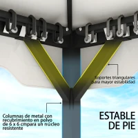 Outsunny Carpa para Jardín con Techo Doble Cenador con 4 Paredes y Mosquitera para Exterior Terraza 360x300x279 cm Gris Claro(m-8)