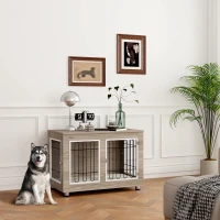 PawHut Cage pour chien meuble cage chien interieur table d'appoint multi-usages avec double porte et coussin(m-10)