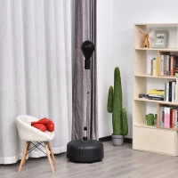 HOMCOM Punching ball sur pied réglable en hauteur 136-154 cm avec gants et base de lestage à ventouses noir(m-10)