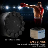 HOMCOM Sac de frappe sur pied 4 en 1 punching ball autonome balles de vitesse barre rotative gants 88 x 50 x 160-230 cm rouge(m-6)