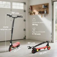 HOMCOM Trottinette électrique 120 W pliable pour enfant 7-14 ans 12 Km/h max. autonomie 10 Km max. rouge(m-3)