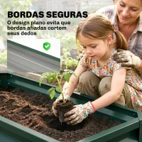 Outsunny Conjunto de 2 Floreiras Grandes para Exterior em Aço Galvanizado Hortas para Terraço Jardim 110x50x30 cm Verde(m-6)