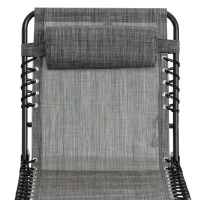 Outsunny Portable Sun Lounger, Folding Camping Bed Cot, Reclining Lounge Chair 5-position Adjustable Backrest with Side Pocket, Pillow for Patio Garden Beach Pool, Mixed Grey(m-8)
