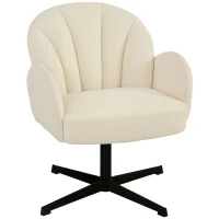 HOMCOM Sillón giratorio de salón sillón auxiliar acolchado en terciopelo respaldo en forma de concha cojín con muelles beige(m-1)