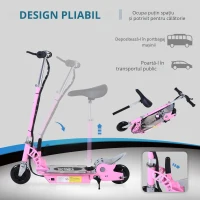 Homcom Trotineta Electrica Copii Roz – Cu sa & Baterie Reincarcabila(m-5)