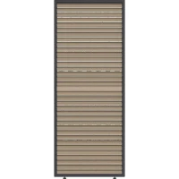 Panneau brise-vue - OMBREA - Ventelles horizontales mobiles - 1 m - Aluminium - Anthracite et ventelles finition bois(m-1)