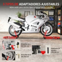 HOMCOM Soporte de Rueda Delantera y Trasera Motocicleta Convertible Carga 390 kg con Adaptadores de Horquillas en U y L Ruedas(m-6)