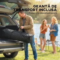 Outsunny Pavilion Pop-Up pliabil 3.5x3.5 m cu acoperiș dublu și geantă, din metal și material Oxford, gri închis(m-8)